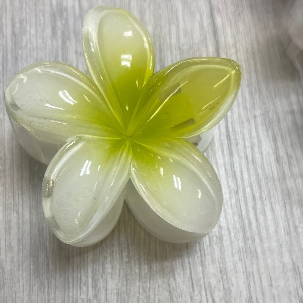 Green and White Flower Resin clip